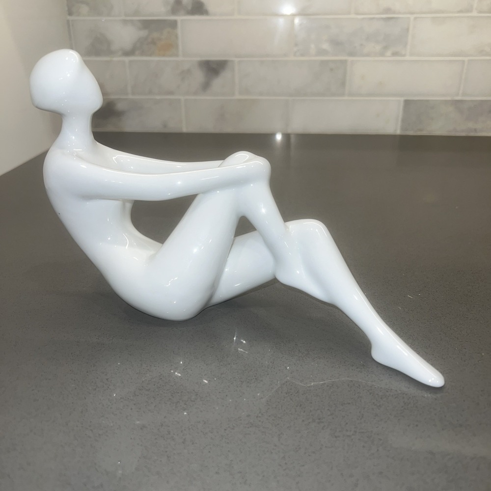 Large Antique Royal Dux Porcelain Woman Hugging Knee By Jitka Forejtova